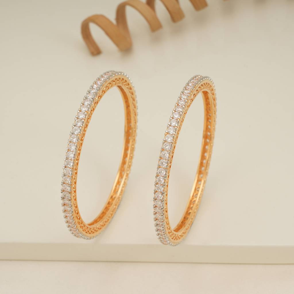 Stunning Single Line Cz Diamond Bangle Set : SJ201