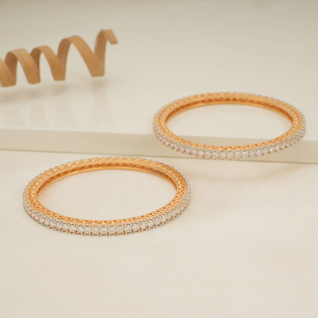 Stunning Single Line Cz Diamond Bangle Set : SJ201
