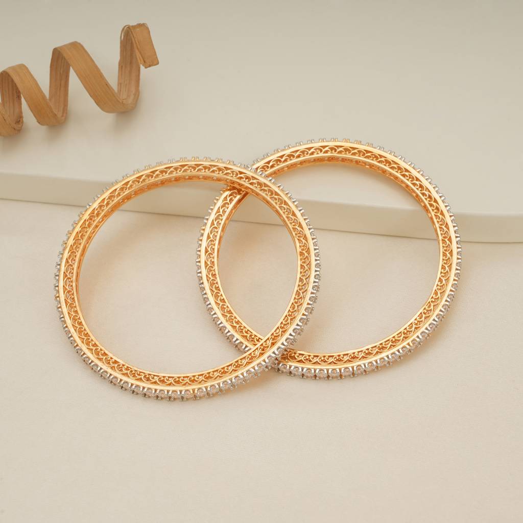 Stunning Single Line Cz Diamond Bangle Set : SJ201