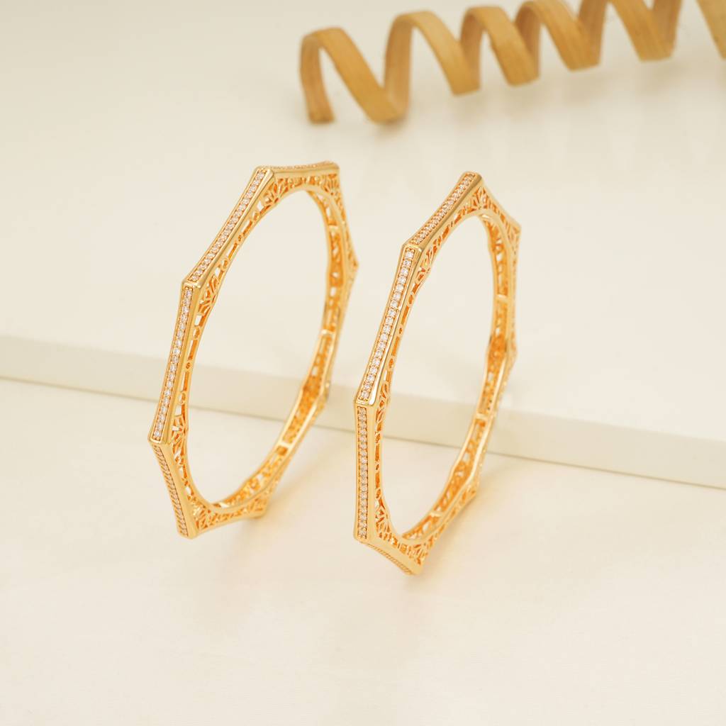 Sleek Elegant Gold Plated Diamond Bangle Set For Women : SJ206