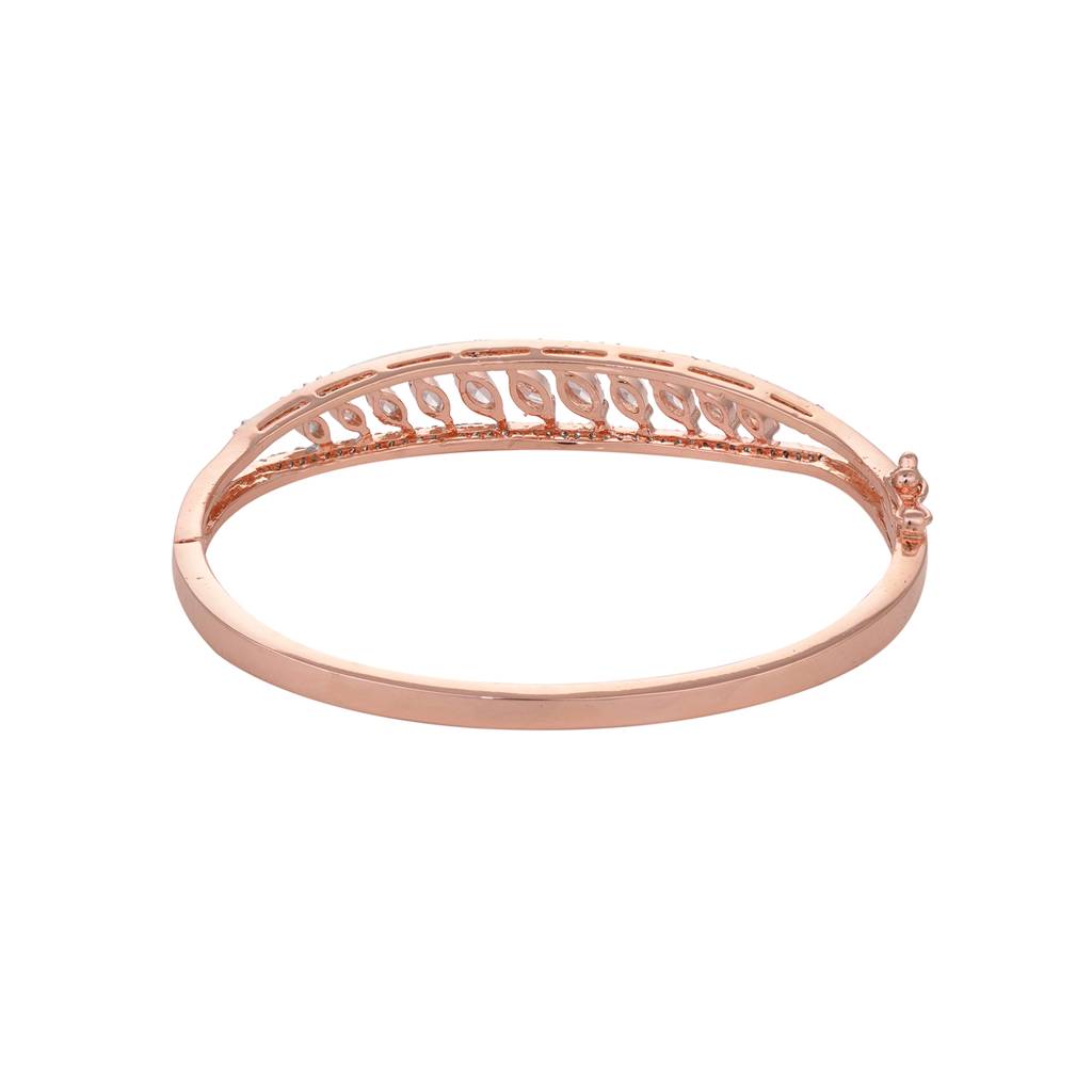 Rose Gold Plated White Ad Studded Delicate Bracelet : SJBR1514
