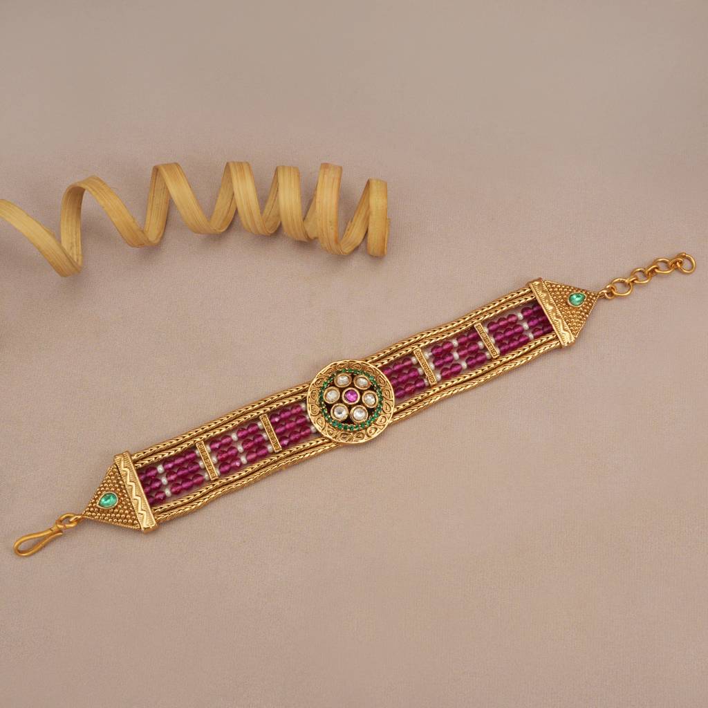 Amazing Antique Gold Ruby Stone Bracelet : SJ217
