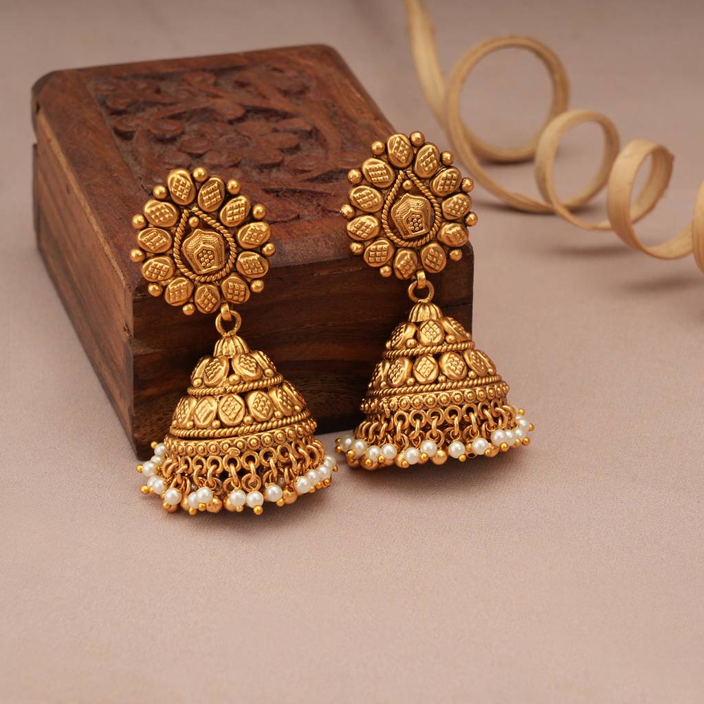 Gorgeous Antique Gold Pearl Drop Necklace Set : SJ218