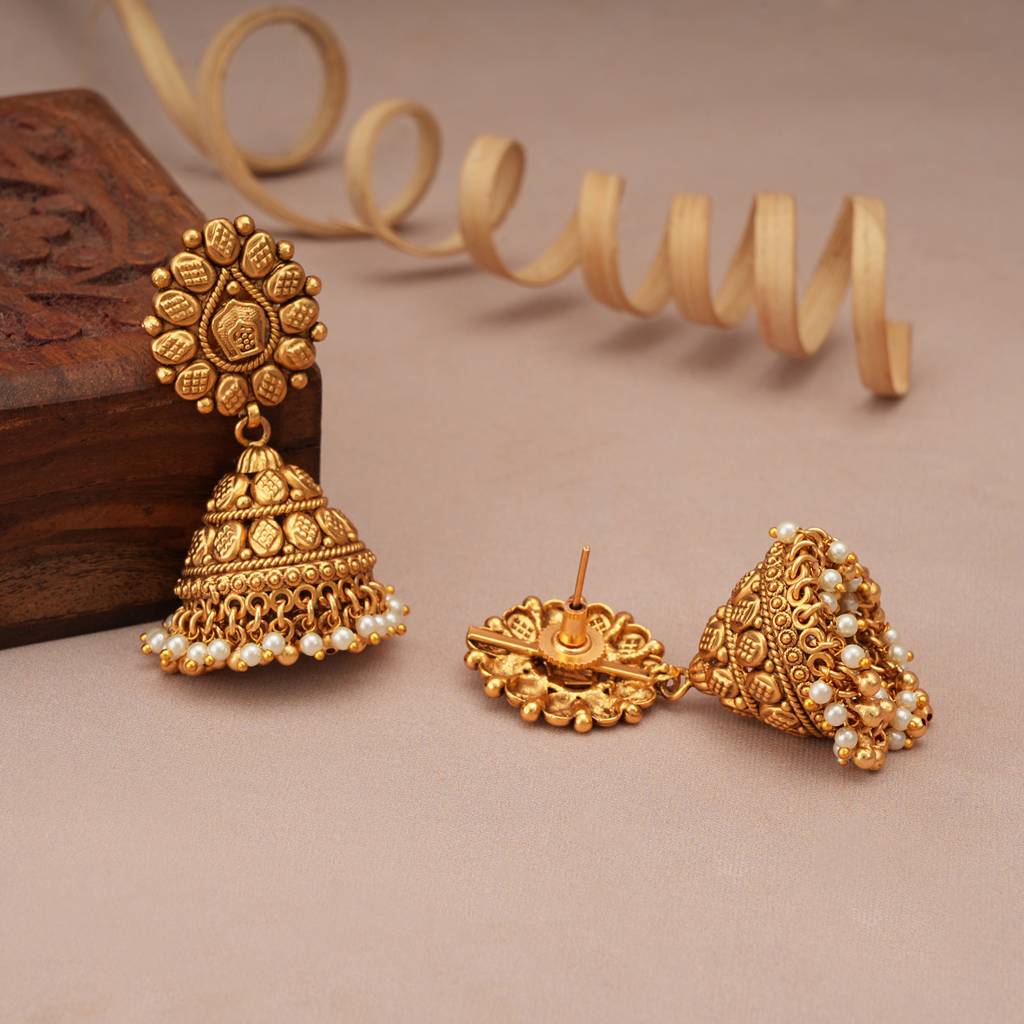 Gorgeous Antique Gold Pearl Drop Necklace Set : SJ218