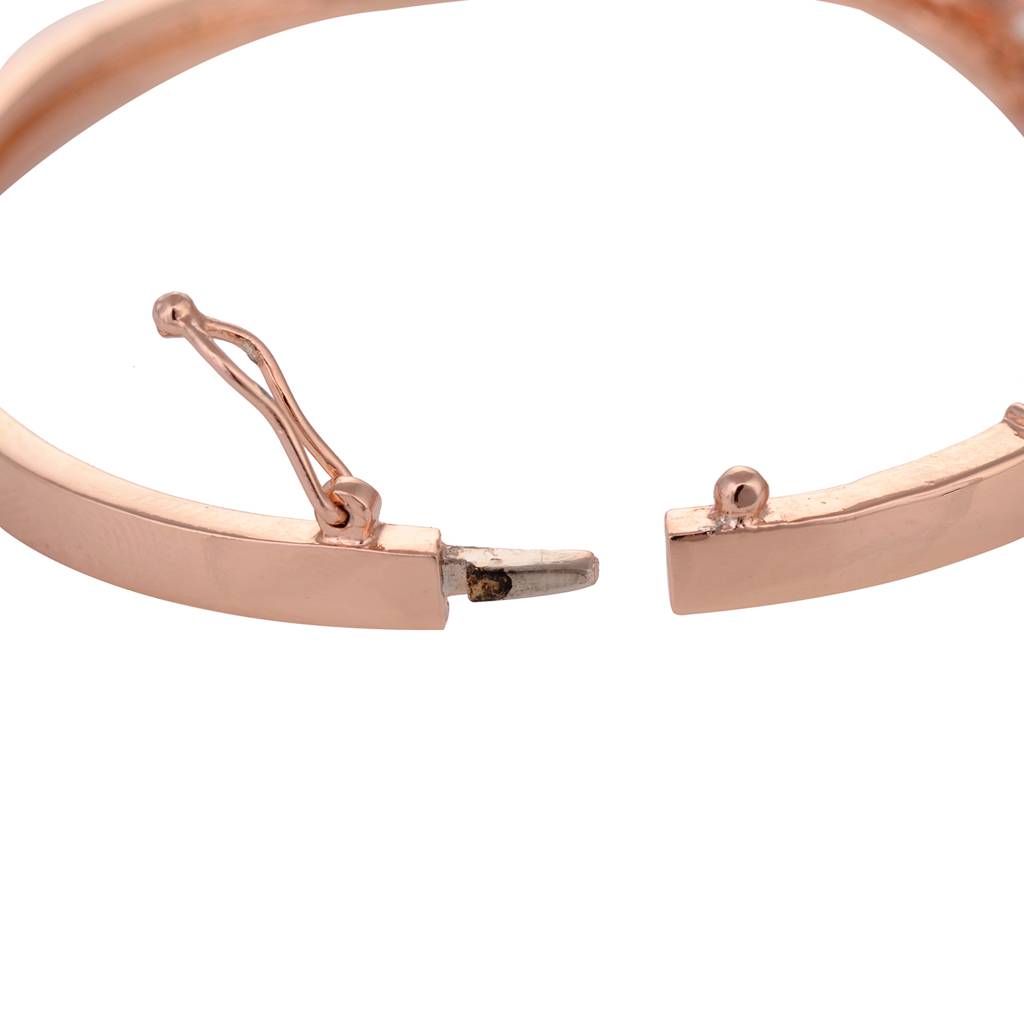 Rose Gold Plated White Ad Studded Contemporary Bangle Bracelet : SJBR1519