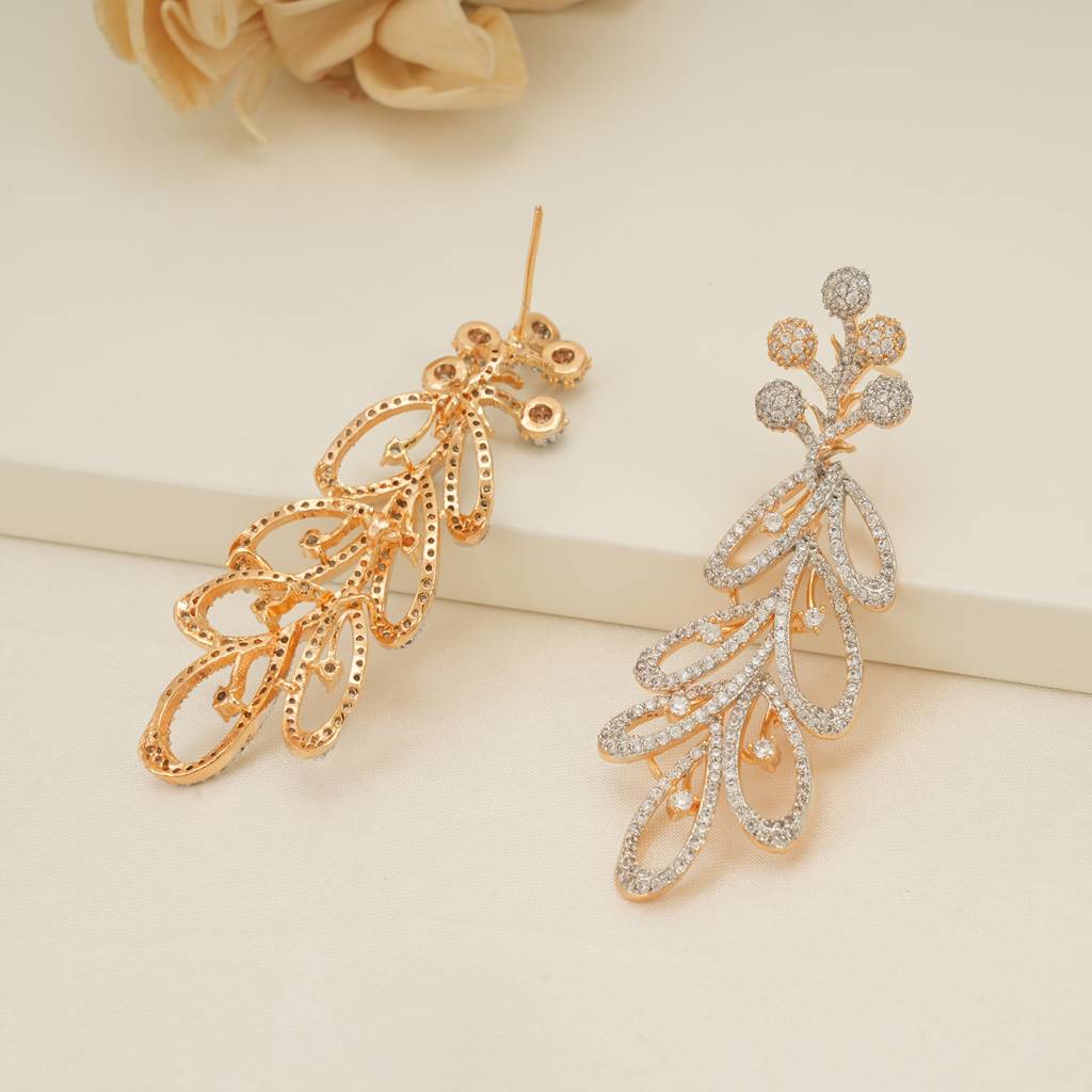 Long Gold Plated Diamond Studded Dangler Earring : SJ220