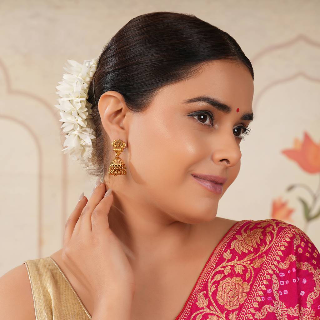 Cute Long Antique Gold Plain Jhumka Earring : SJ224