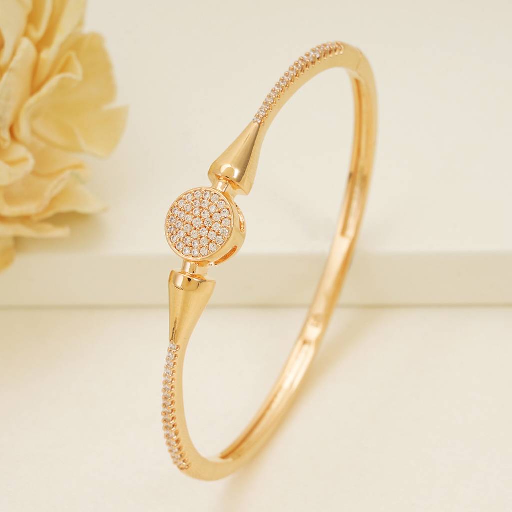 Cz Diamond Studded Gold Plated Openable Bracelet : SJ226