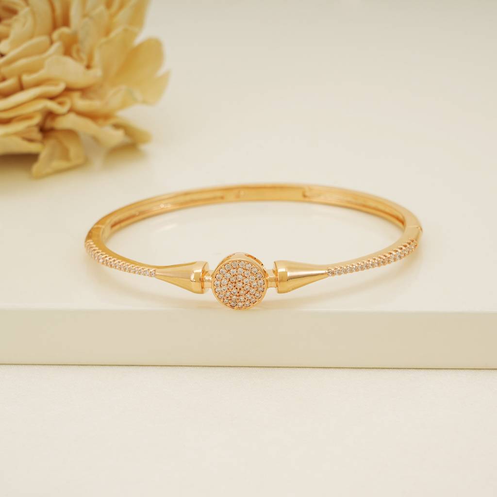 Cz Diamond Studded Gold Plated Openable Bracelet : SJ226