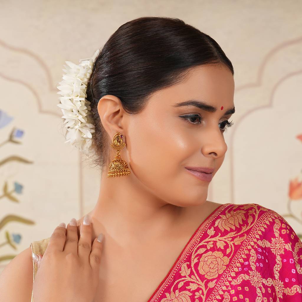 Beautiful Antique Gold Long Peacock Earring : SJ231