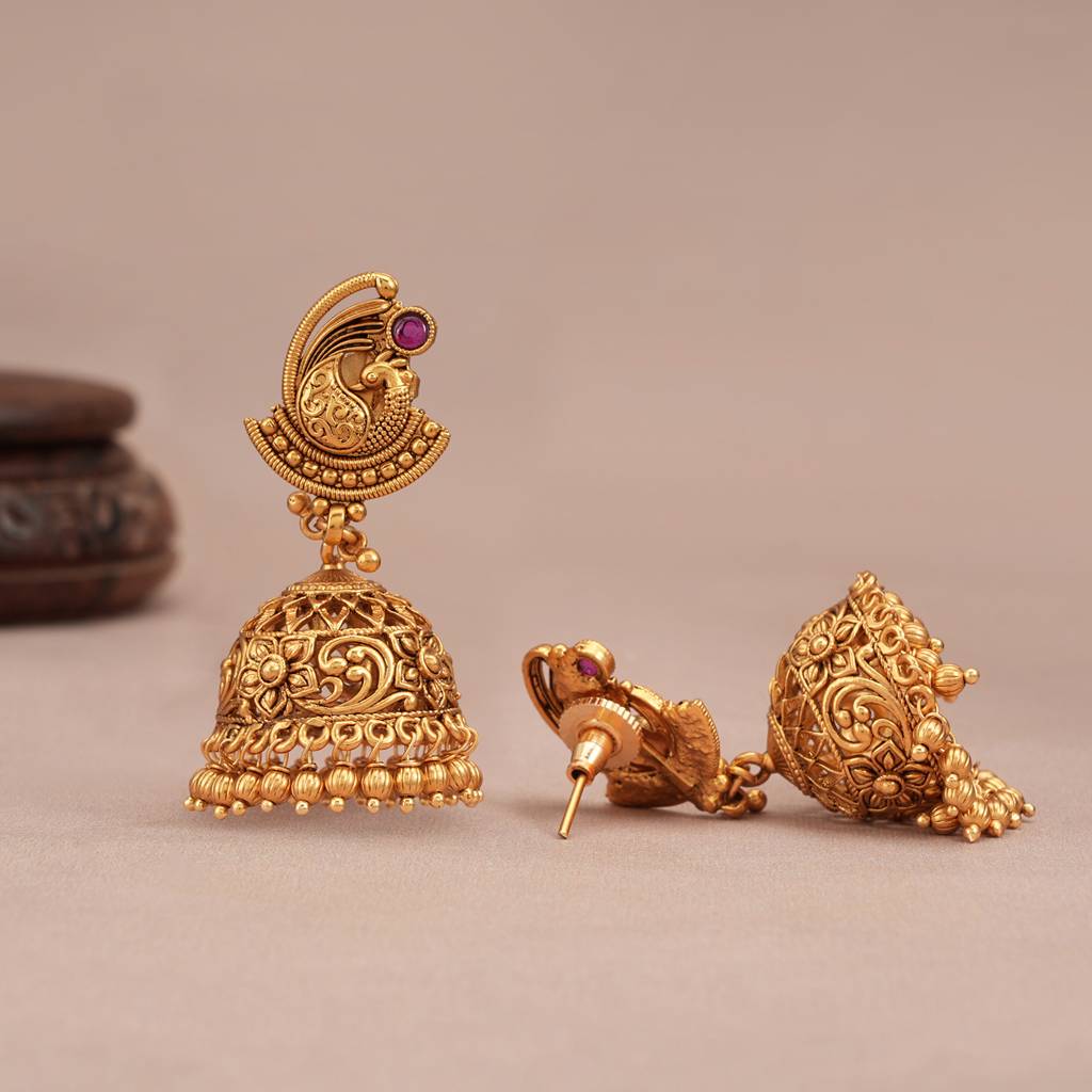 Beautiful Antique Gold Long Peacock Earring : SJ231