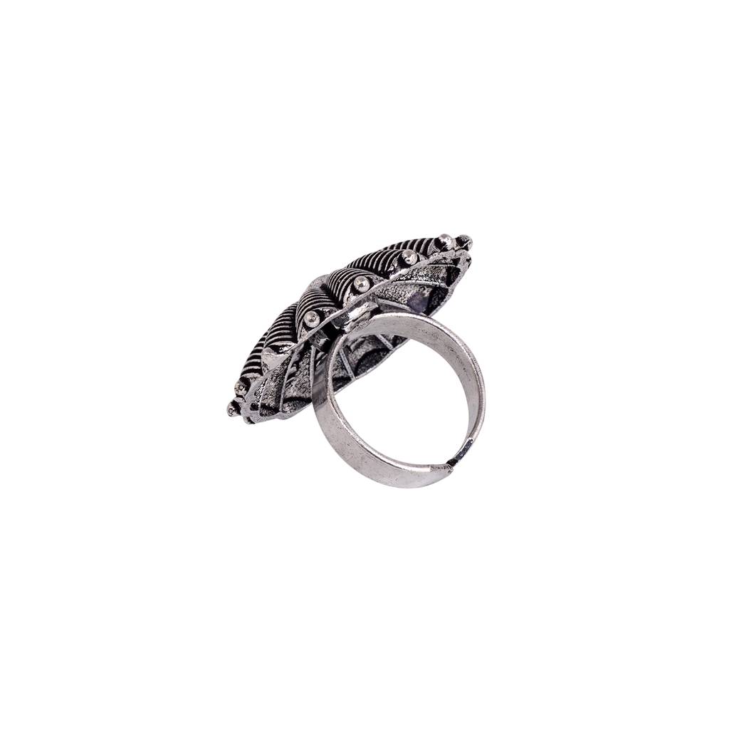 Oxidised Silver Plated Finger Ring : SJRG1534