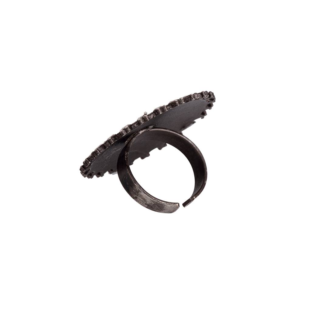 Oxidised Silver Plated Filigree Finger Ring : SJRG1536