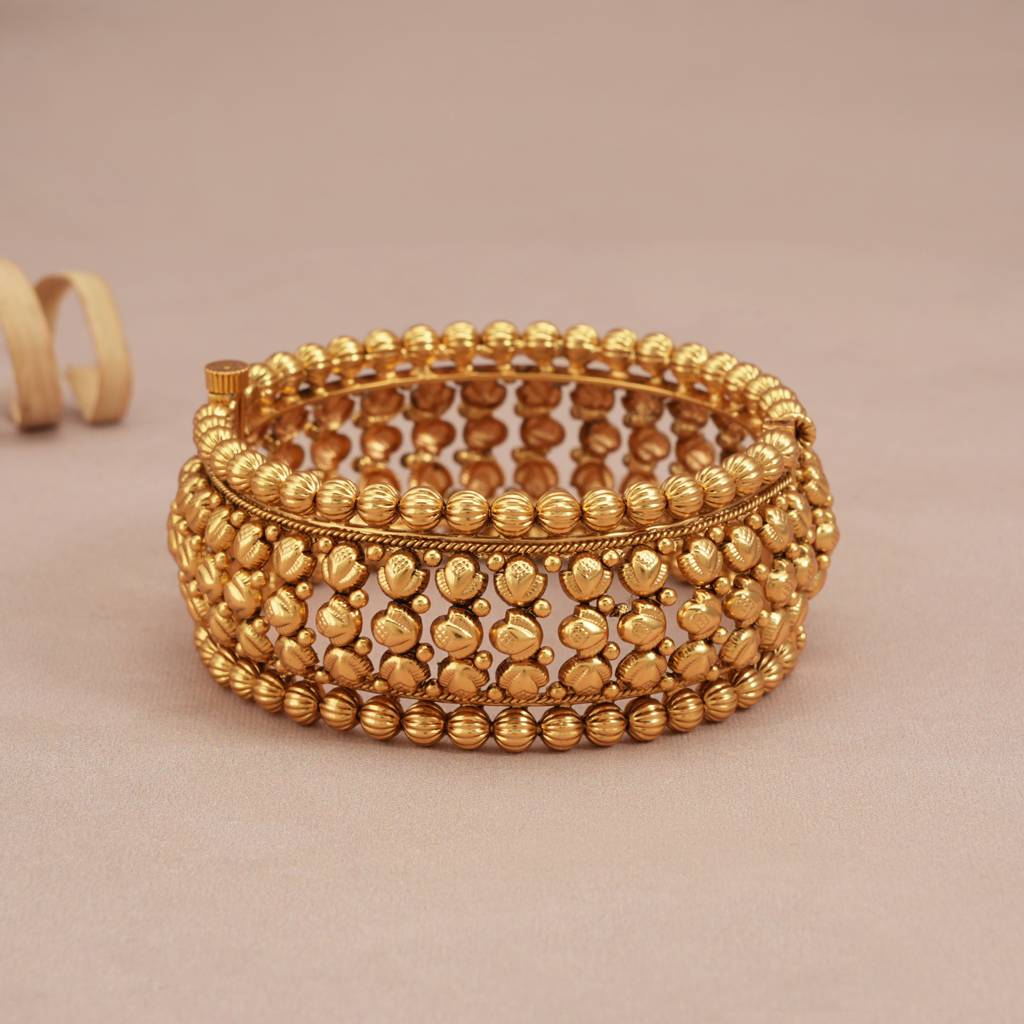 Gorgeuous Plain Antique Gold Broad Openable Kada Bangle : SJ242