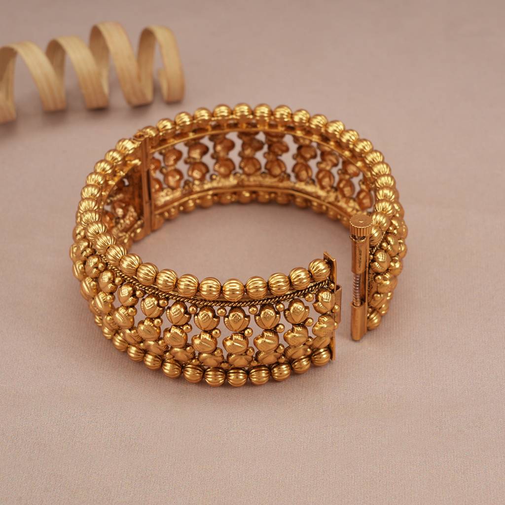 Gorgeuous Plain Antique Gold Broad Openable Kada Bangle : SJ242