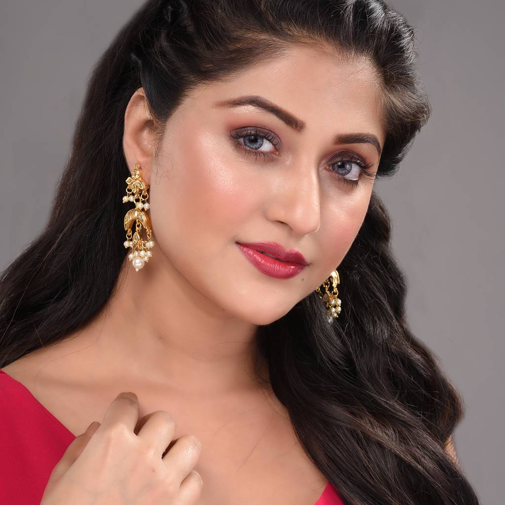 Gold Plated Kundan Studded Small Chandbalis Earrings : SJER1554