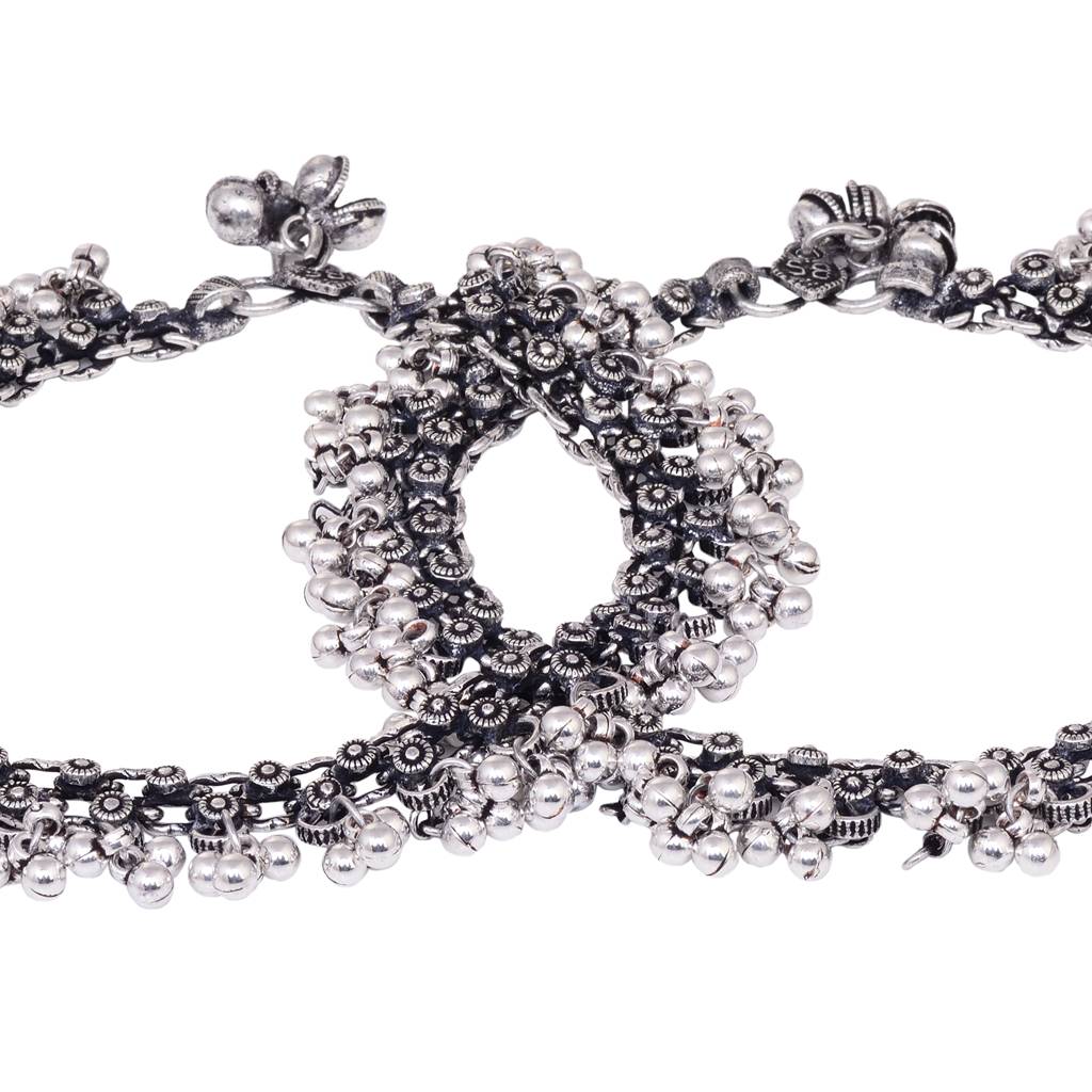 Set Of 2 Oxidised Silver Plated Payal Anklet : SJPL1559