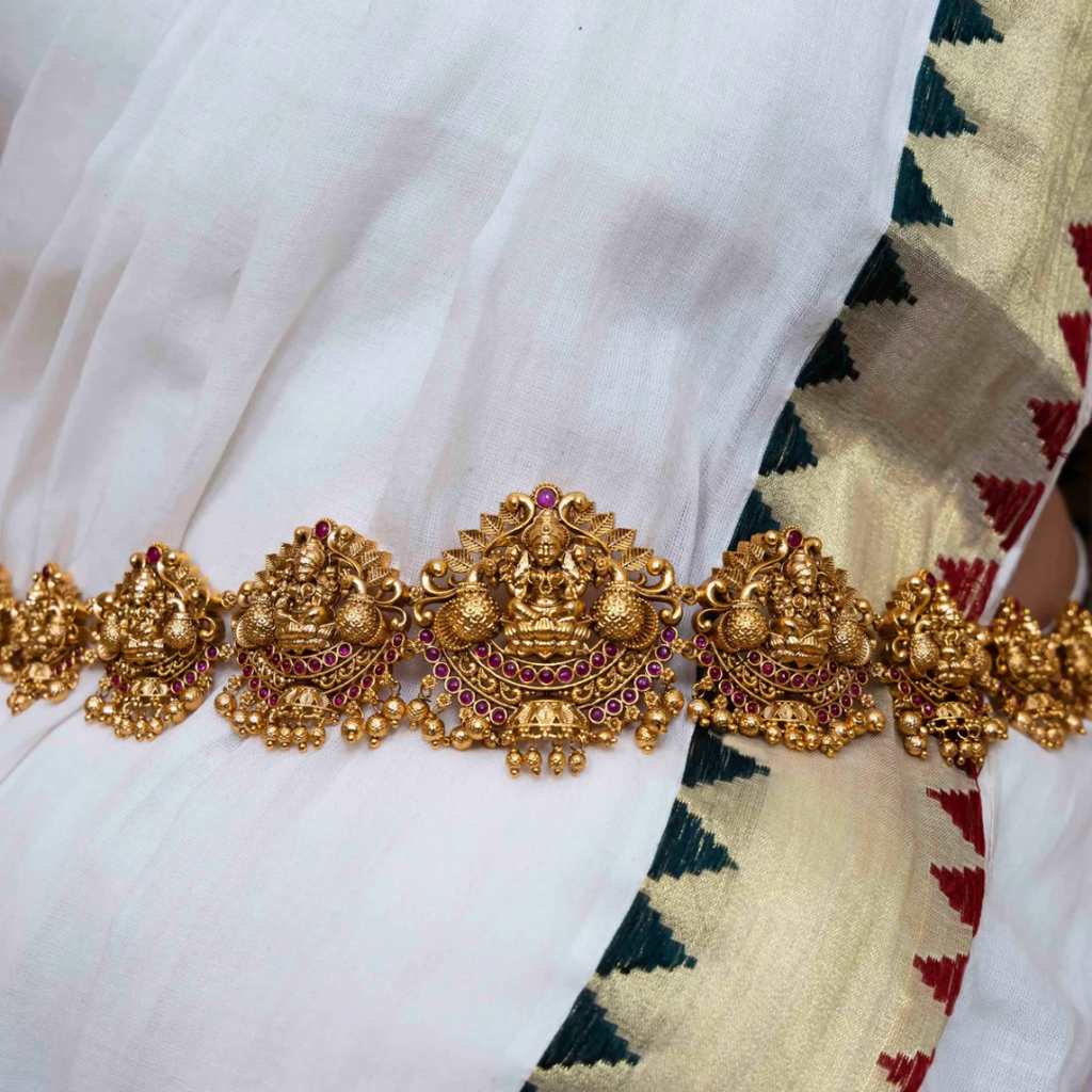1 Gram Gold Plated Kamarband | Diamond Frame Medallion Belt : V-1919