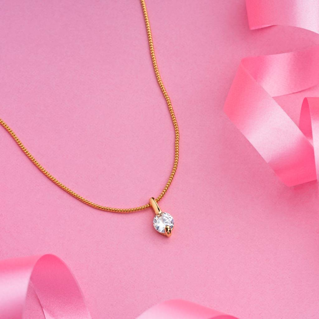 Estele Gold Plated Timeless Solitaire Pendant With Crystal For Women : 156PENDANT