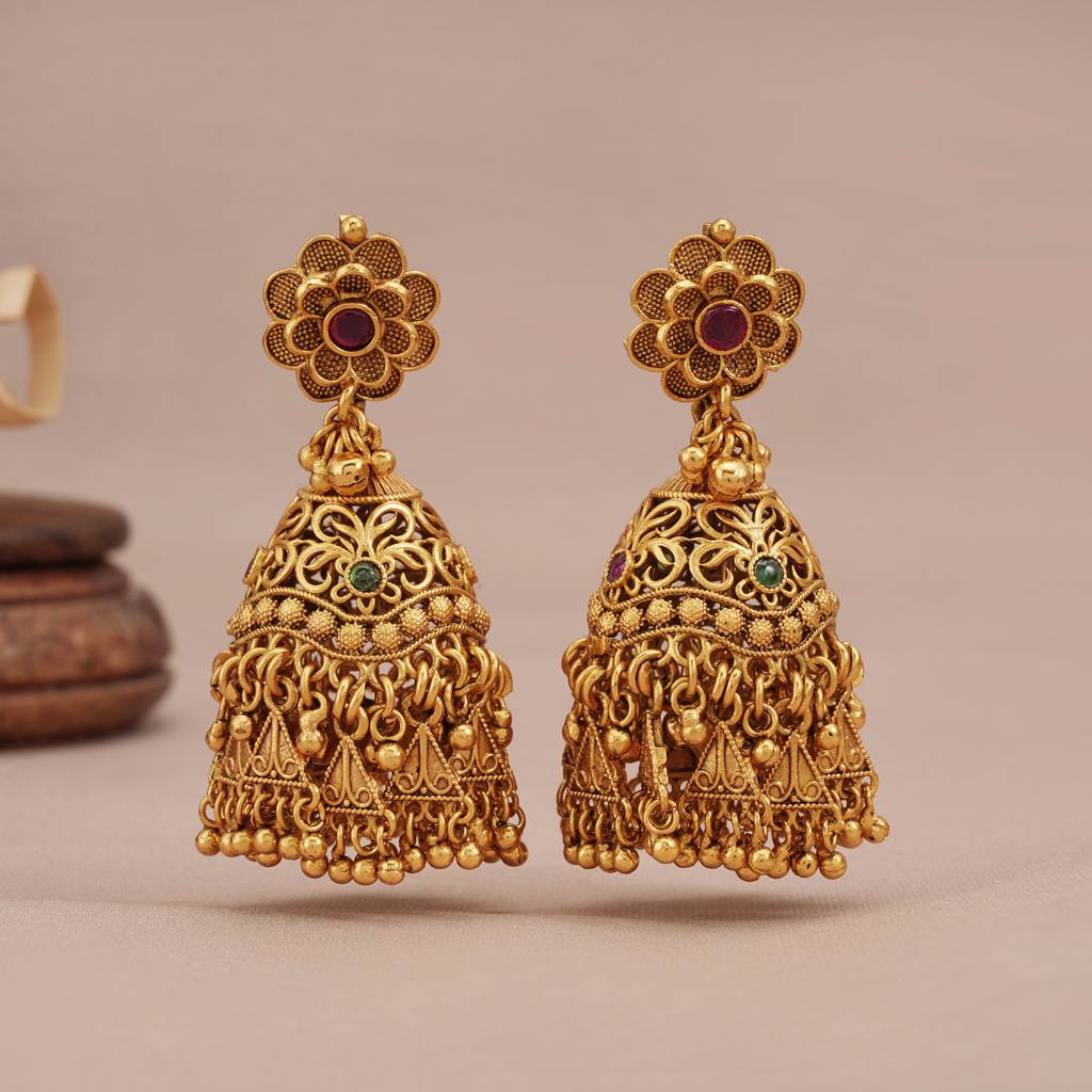 Stunning Antique Gold Multicolor Choker Necklace Set : SJ259