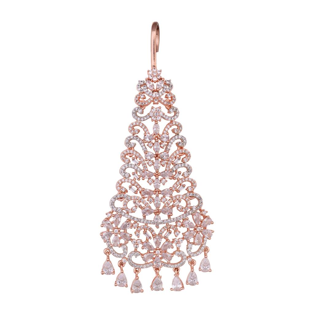Rose Gold Plated Ad Studed Floral Design Passa : SJPS1561