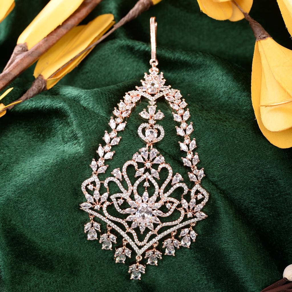 Rose Gold Plated Ad Studed Jhumar Design Passa : SJPS1562