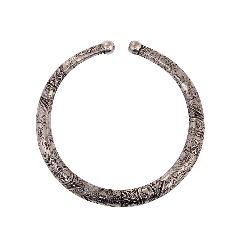 Oxidised Silver Plated Payal Anklet Set Of 2 : SJPL1564