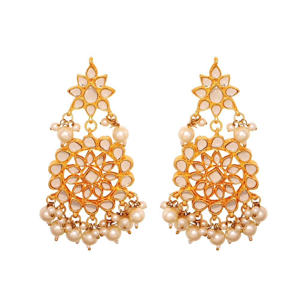 Gold Plated Kundan Studded Pearls Beaded Traditional Jewellery Set : SJNK1574