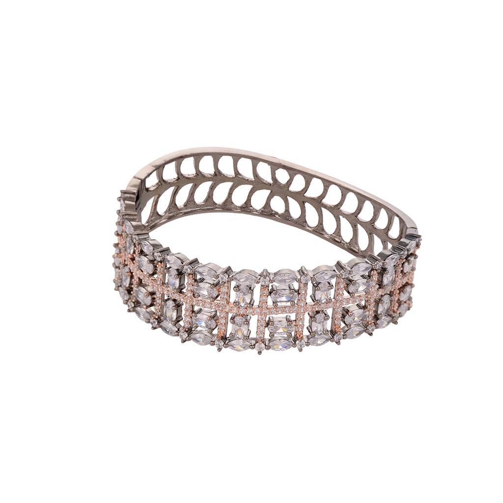 Rose Gold & Gun Metal Plated Ad Bangle Bracelet : SJBR1586