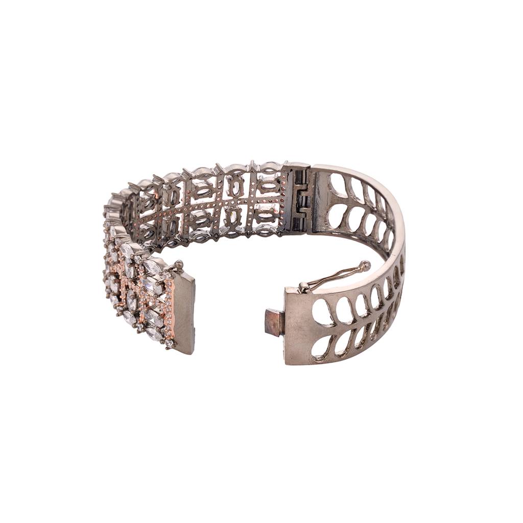 Rose Gold & Gun Metal Plated Ad Bangle Bracelet : SJBR1586