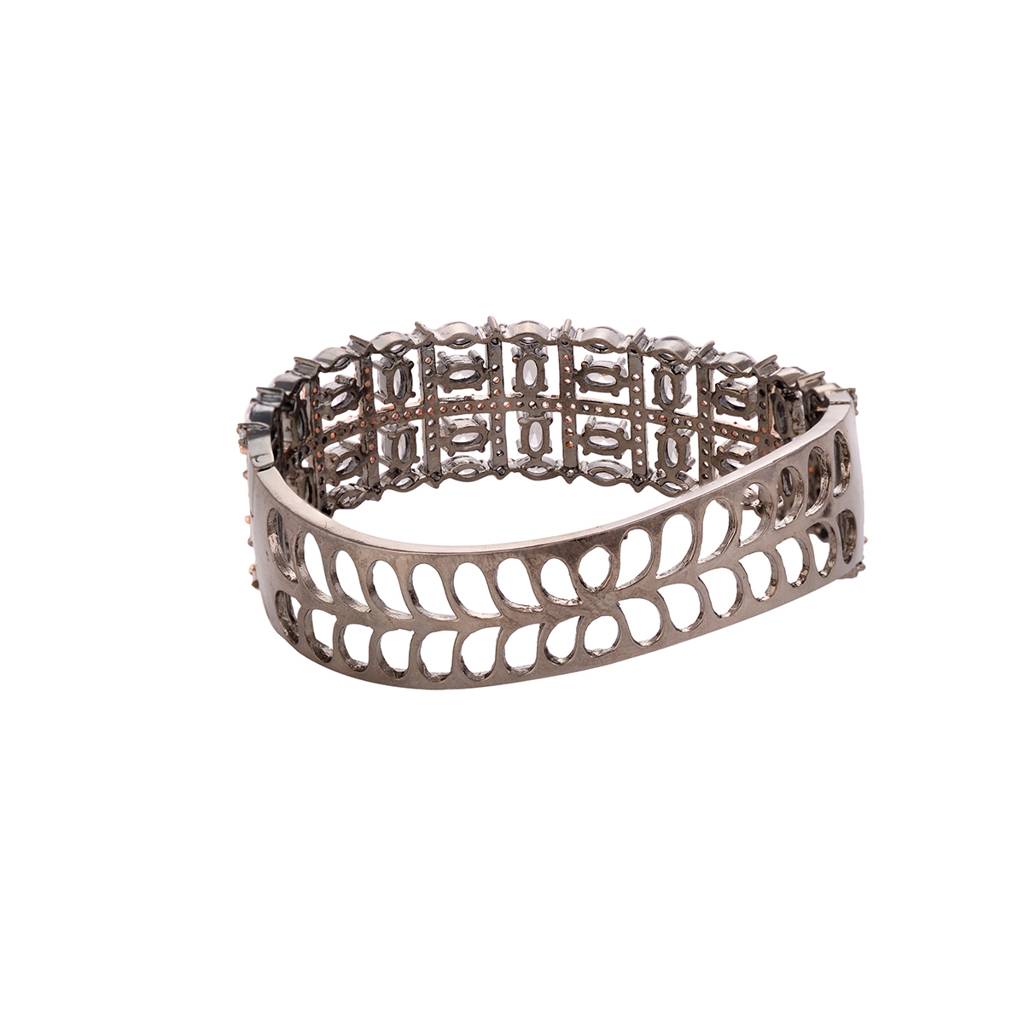 Rose Gold & Gun Metal Plated Ad Bangle Bracelet : SJBR1586