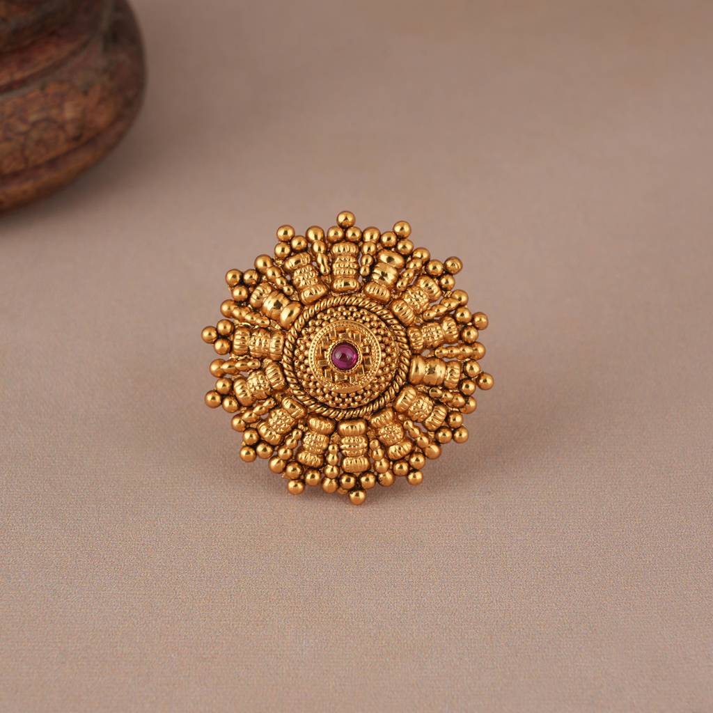 Stunning Antique Gold Ruby Finger Adjustable Ring : SJ283