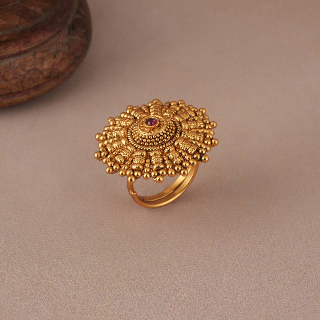 Stunning Antique Gold Ruby Finger Adjustable Ring : SJ283