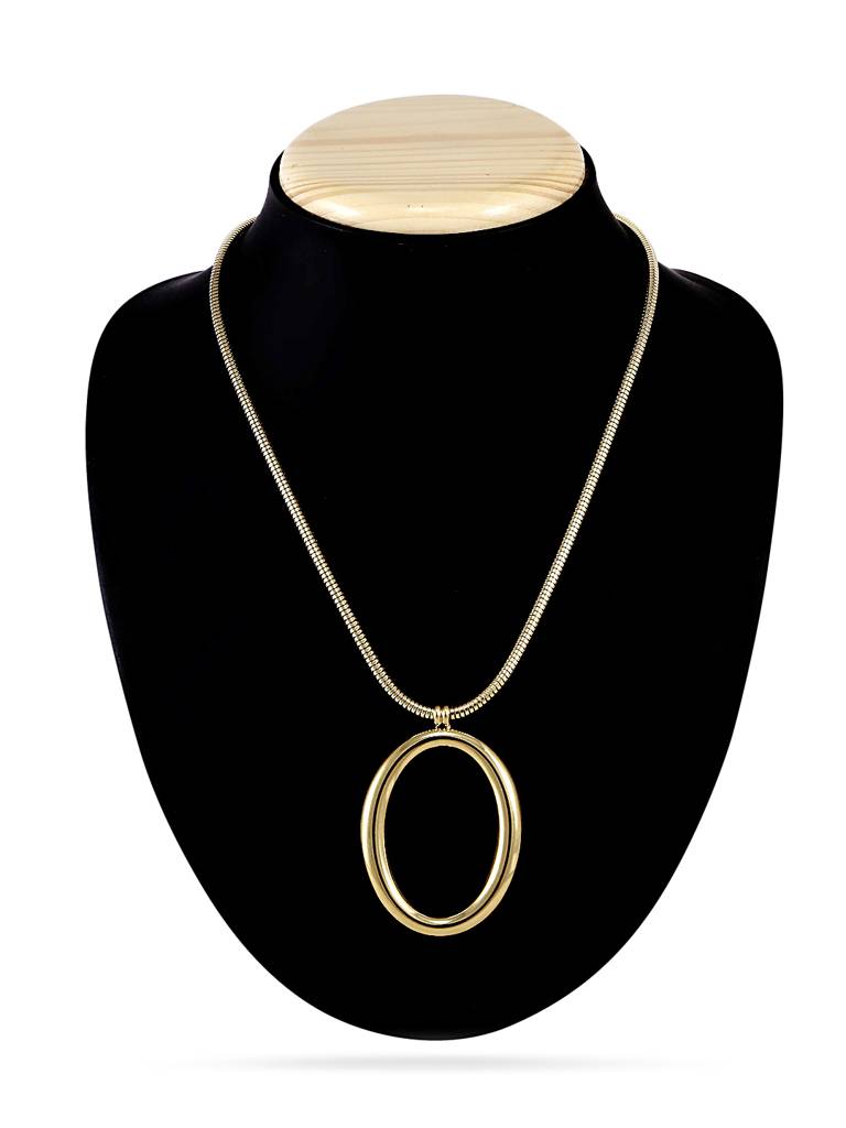 Gold Tone Large Oval Pendant Necklace : YI24A0086N