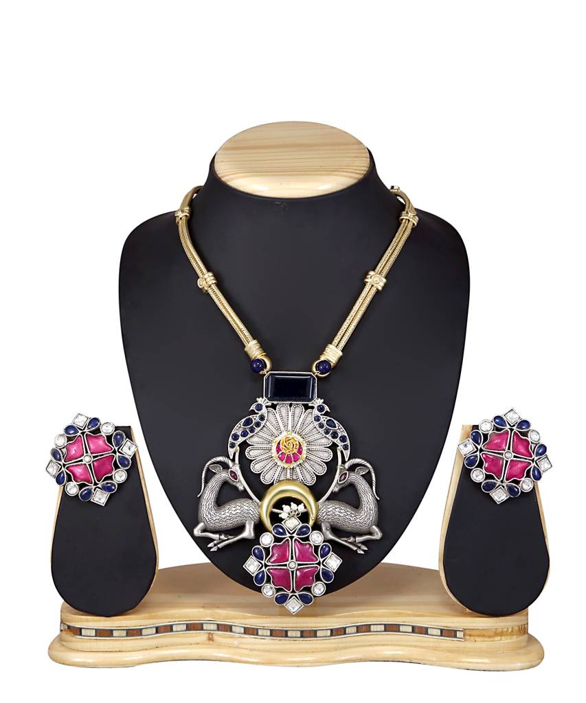 Oxidised Silver Necklace Set : YI24A0076N