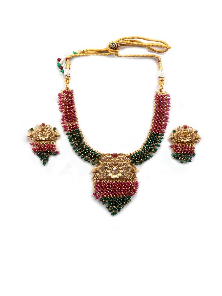 Peacock Hydra Necklace Set Green : W13Multi