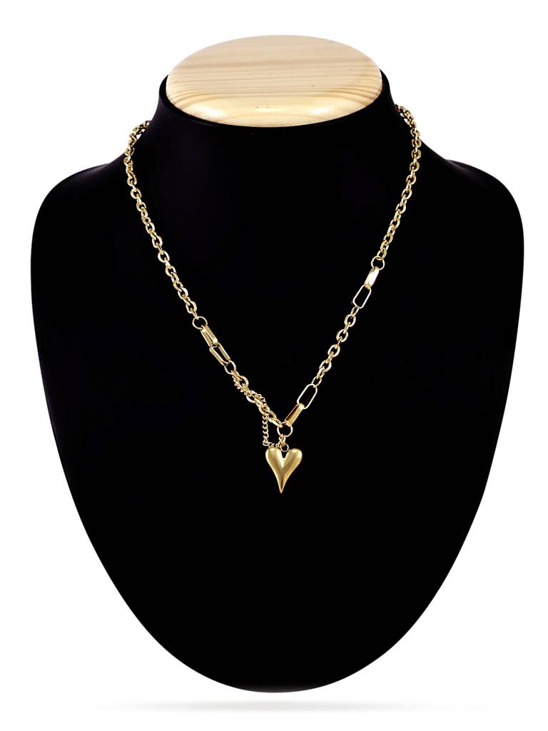 Gold Tone Heart Pendant Necklace : YI24A0087N