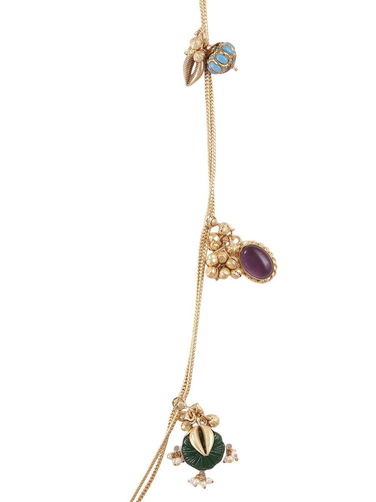 Elegant Gemstone And Pearl Adorned Statement Necklace : YI24A0079N