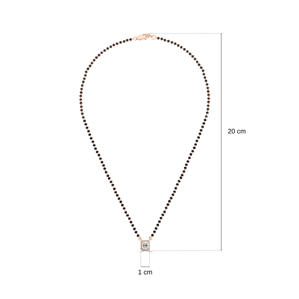 A Diamond Square Kissed By Black Beads Necklace : SLET21