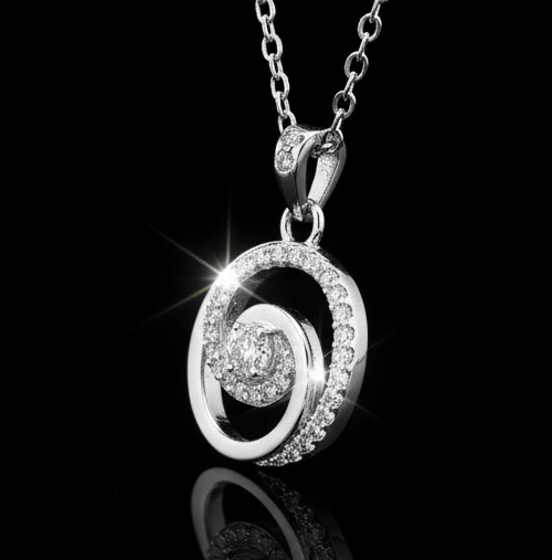 Pure 925 Silver Spiral Moissanite Pendant For Women : SYM-0786
