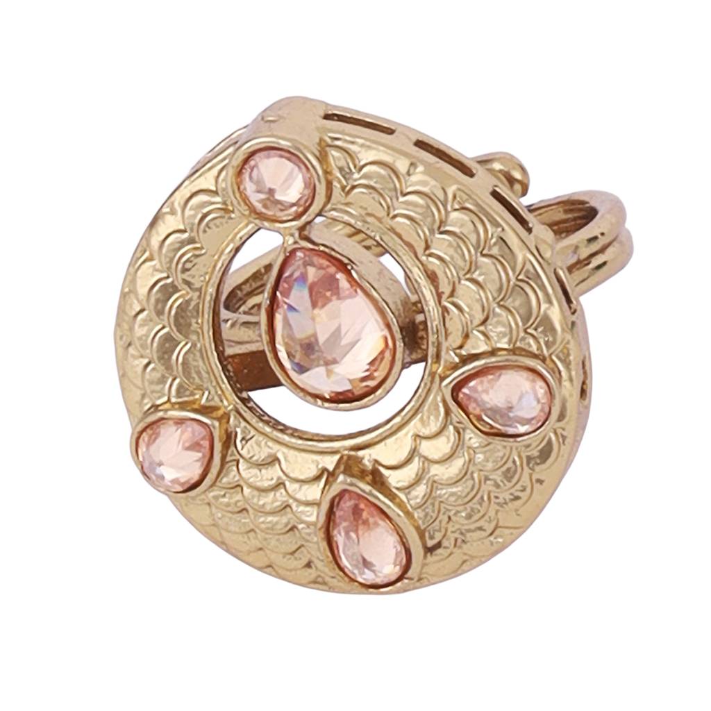 Luxurious Round And Oval Shape Gold Plated Adjustable Finger Ring For Women : 15FR1204