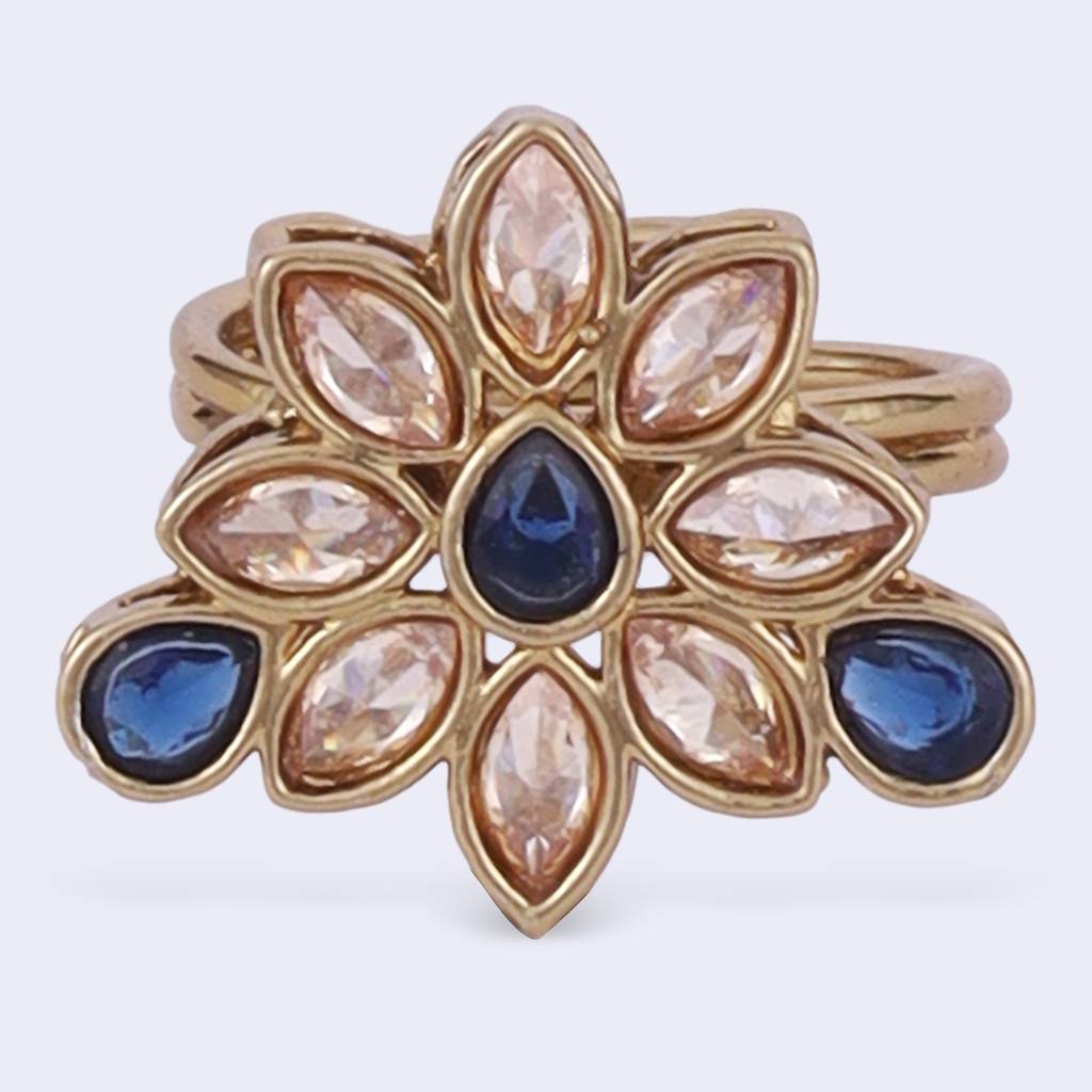 Modern Oval Shape Gold Plated Adjustable Finger Ring For Women : 15FR1285