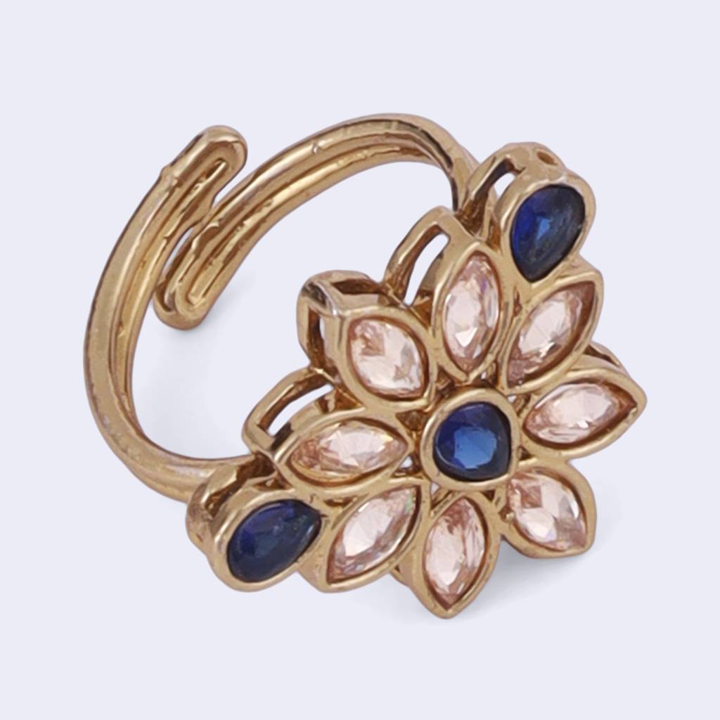 Modern Oval Shape Gold Plated Adjustable Finger Ring For Women : 15FR1285