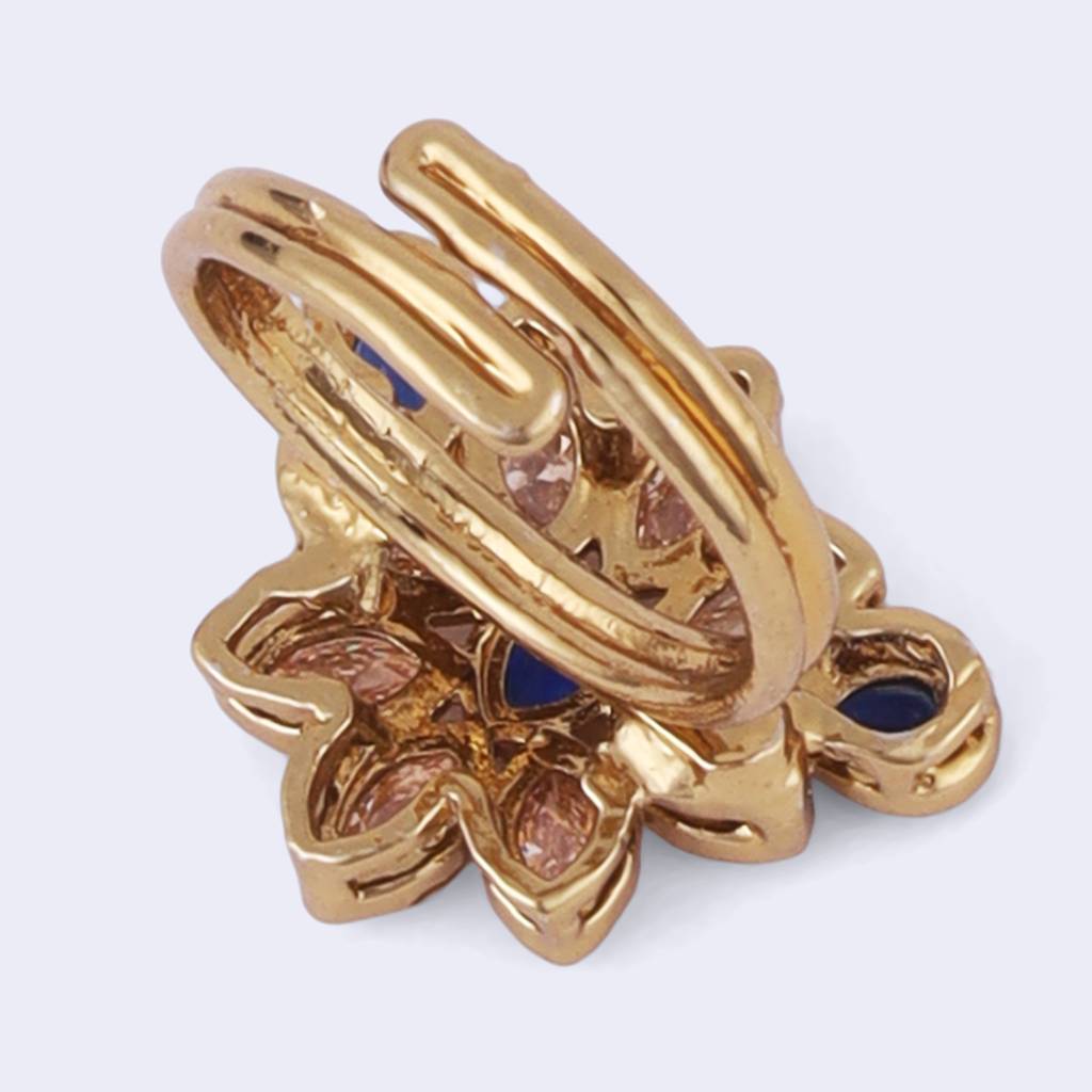 Modern Oval Shape Gold Plated Adjustable Finger Ring For Women : 15FR1285