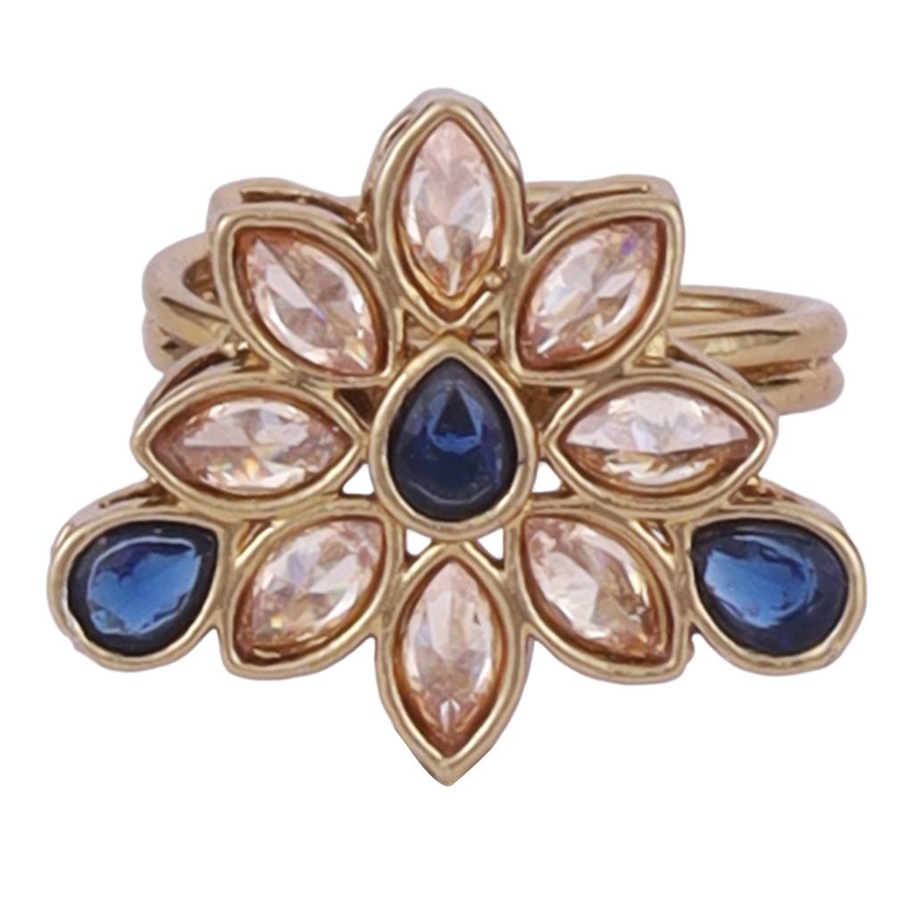 Modern Oval Shape Gold Plated Adjustable Finger Ring For Women : 15FR1285