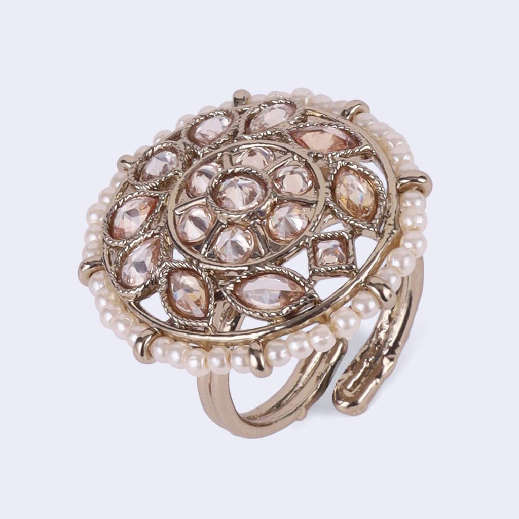 Good-Looking Oval Shape Gold Plated Adjustable Finger Ring For Women : 15FR1372