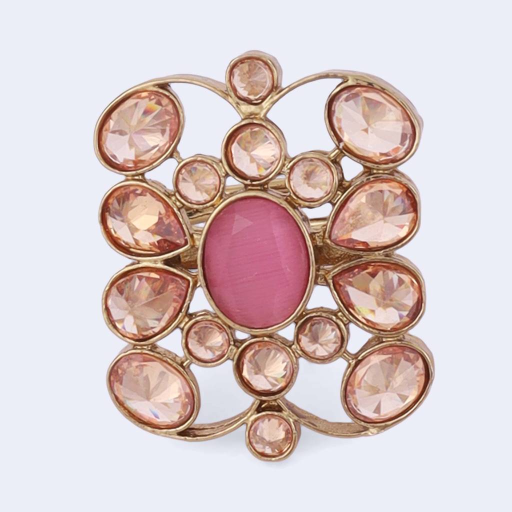 Pleasant Oval Shape Gold Plated Adjustable Finger Ring For Women : 15FR32