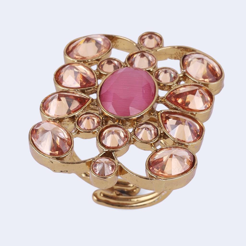 Pleasant Oval Shape Gold Plated Adjustable Finger Ring For Women : 15FR32