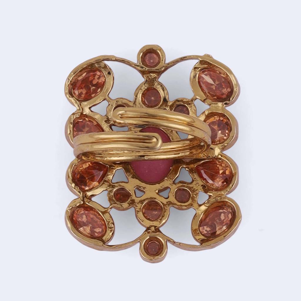 Pleasant Oval Shape Gold Plated Adjustable Finger Ring For Women : 15FR32