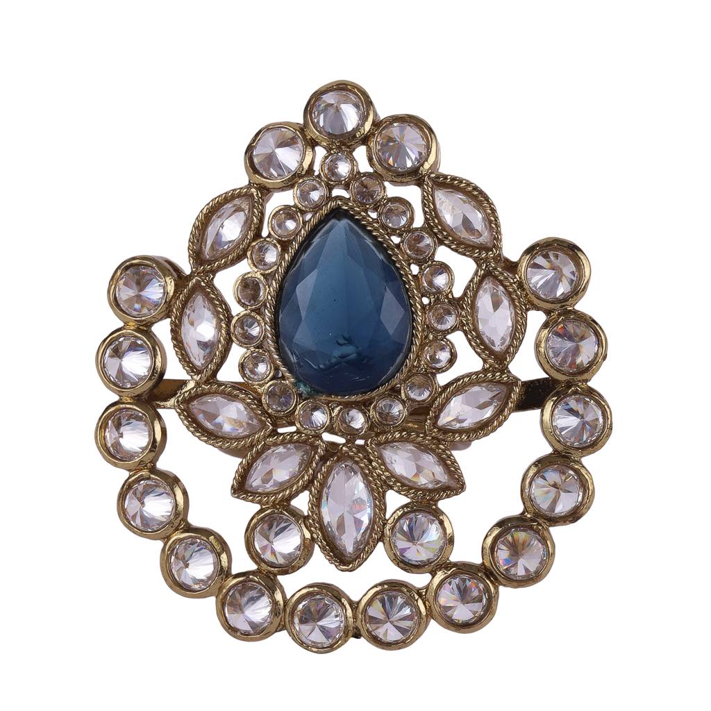 Classy Oval Shape Gold Plated Adjustable Finger Ring For Women And Girls : 15FR647